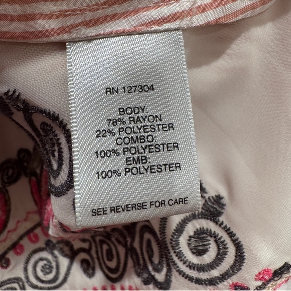John Mark Stripe Embroidered Button Down Long Sleeve Shirt Floral Pink Size M - Picture 9 of 10